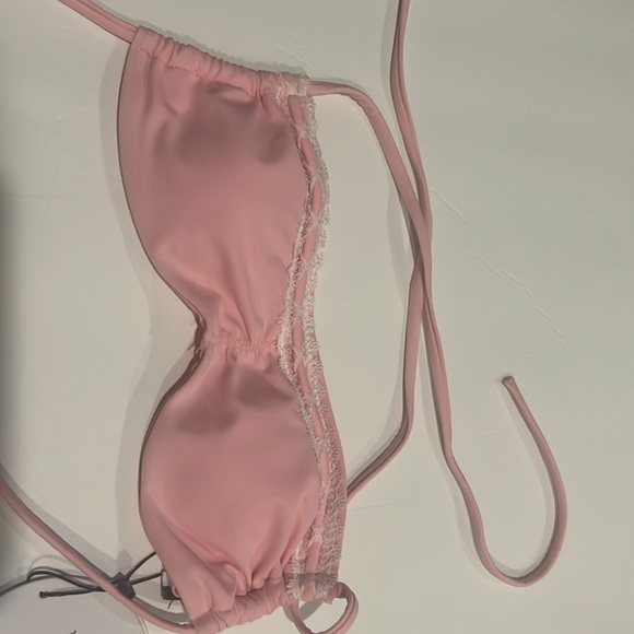Princess Polly Haily Richard Halter Bikini Top Pink Lace Detail Size 2 - Picture 2 of 10